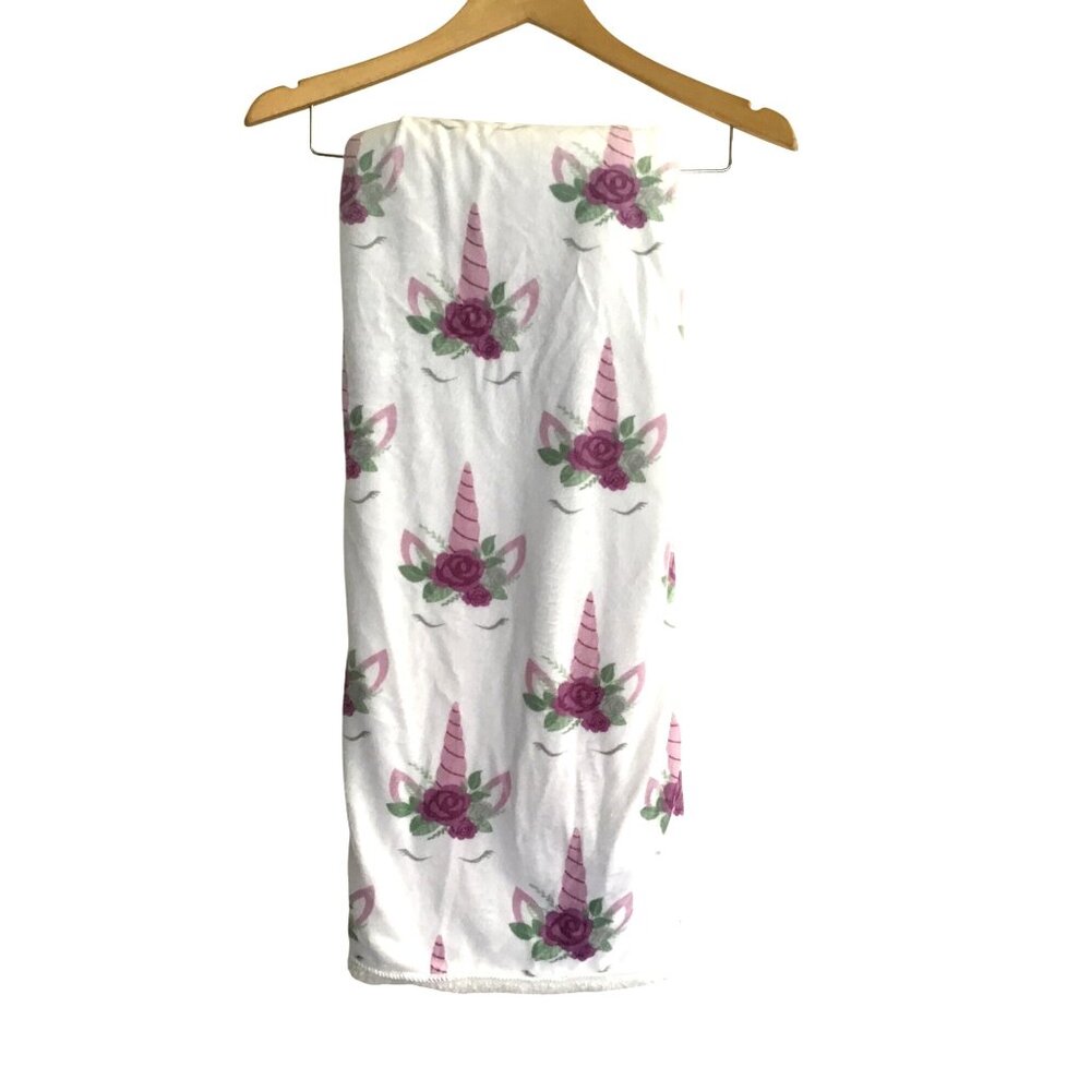 UNICORN BABY GIRL WARM SHERPA WHITE BLANKET